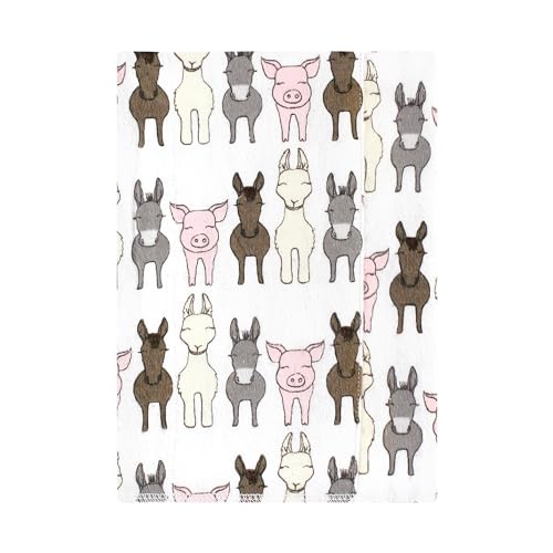 Image of Hudson Baby Unisex Baby Cotton Poly Flannel Burp Cloths, Farm Friends Pink 7-Pack, One Size