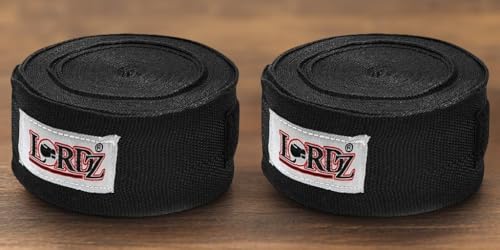 Image of Lordz Cotton /Nylon Boxing Hand Wraps (Set of 2) Combo Semi Elastic Hand & Wrist Support for Kickboxing Training Gym Workout (Size: 123 Inch)