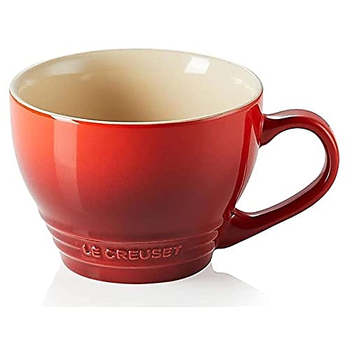 Le Creuset Große Cappuccino Tasse aus Steinzeug, 400 ml, Kirschrot, 70304400600002