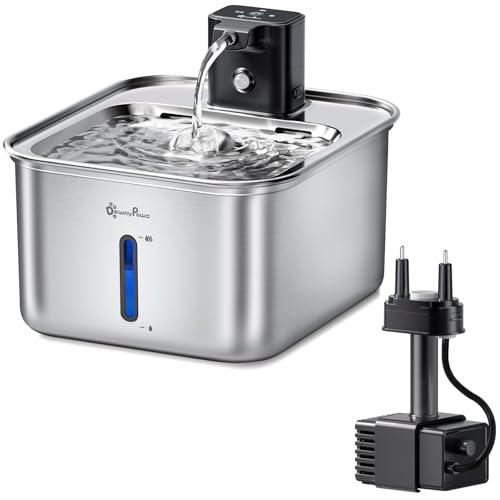 Fuente de agua para gatos de acero inoxidable inalámbrica