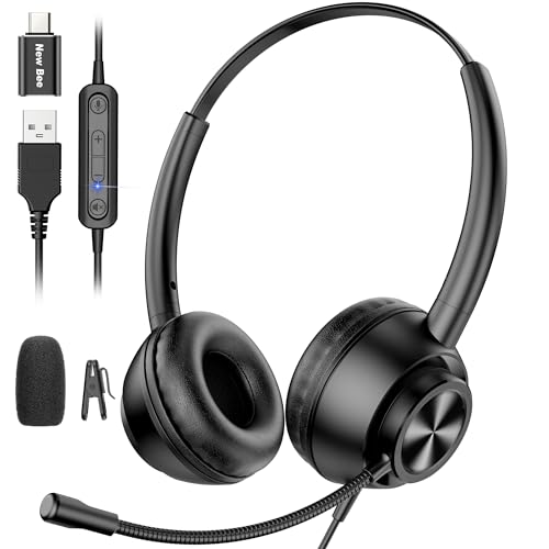 USB Headset with Microphone for PC, Computer Headset with...