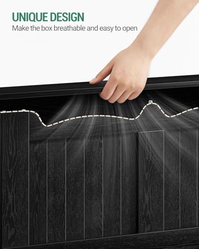 Image of Hzuaneri 43.3 inch Storage Chest, Extra Large Storage Bench Trunk with 2 Hinges, Wooden Box, Lift-Top Chest Organizer, Shoe Bench for Entryway, Bedroom, Living Room, Black SB25504X