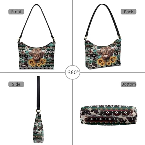 Image of Handbag for Women Leather Underam Shoulder Bag with Zipper Fashion Work Purse Waterproof Travel Wallet