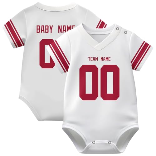 Image of KREDE Baby Clothes Unisex Bodysuit Jersey Style Custom Name Number for Baby Boys
