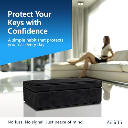 Ananta Faraday Box For Car Keys – Military-Grade Rfid Signal Blocking, Magnetic Closure & Spare Key Pouch (Black) - 7