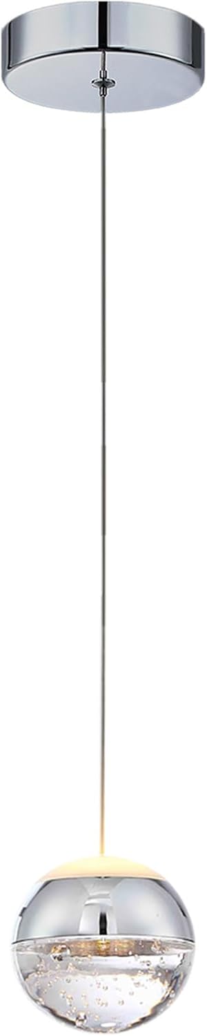 JoollySun Modern Crystal Pendant Light: Chrome Mini Globe Hanging Light Fixture for Kitchen Island Bathroom