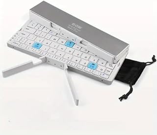 Foldable Bluetooth Keyboard, Portable Wireless Mini Keyboard with Magnetic Bracket, Quiet Keystroke Design, Compatible with Tablets and Smartphones (White)