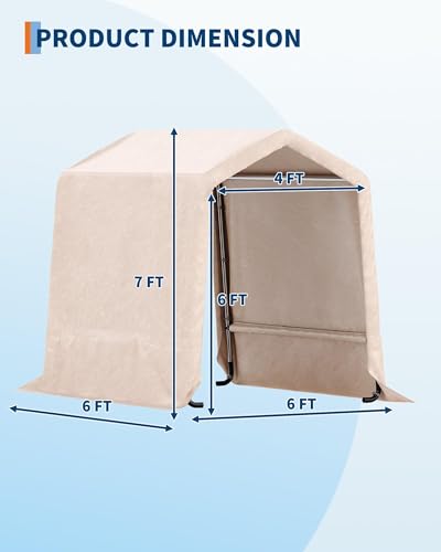 Image of 6X6 ft Heavy-Duty Portable Outdoor Storage Shed