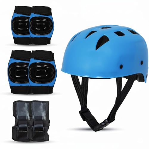 Image of Protoner Kids Skating Protection Kit with Helmet, Knee Pads, Elbow Pads and Wrist Guards,Multiple Colors & Sizes (Blue, Small)