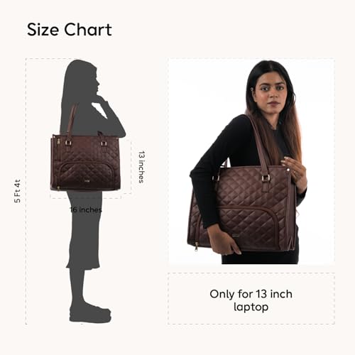 Image of Crewer Elegant Work Bag with Lunch Compartment - Laptop Tote Bag with Lunch Box Section, Office Bag with Insulated Lunch Storage - Stylish Quilted Shoulder Bag for Women.