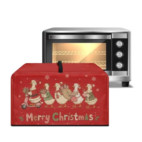 Image of Air Fryer Toaster Oven Dust Cover, Protective Countertop Microwave Oven Cover for Christmas Party Decor, L, 20.9 x 15.7 x 12.4 Inches, Porch Goose Merry Christmas Red