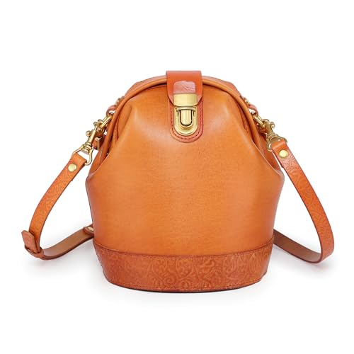 Image of OLD TREND Doctor Bucket Crossbody Handbag | Luxurious and Versatile Bag for Women | Genuine Cowhide Leather