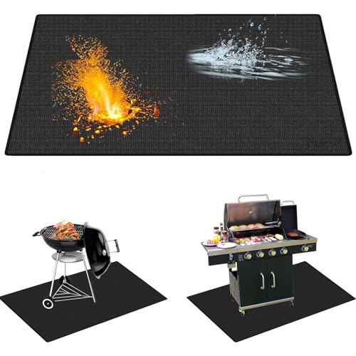 Leerweii Grillmatte Bodenschutz 120 x 150 cm Feuerfeste Unterlage 3 Schicht Feuerschutzmatte Bodenschutzmatte Grillunterlage Silikon-Glasfaser Outdoor Grillmatte für Gasgrill Holzkohlegrill