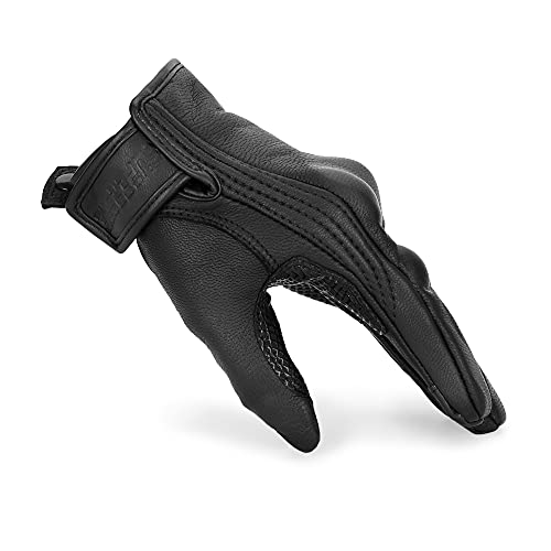 Women’ S Leather Motorcycle Gloves Touchscreen Ladies Motorbike Gloves (Black Leather,Non-Perforated M) #TOP4