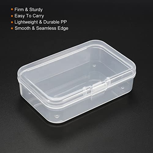 Image of PATIKIL Clear Storage Container with Hinged Lid 75x50x21mm, 4 Pack Plastic Rectangular Box for Beads Art Craft