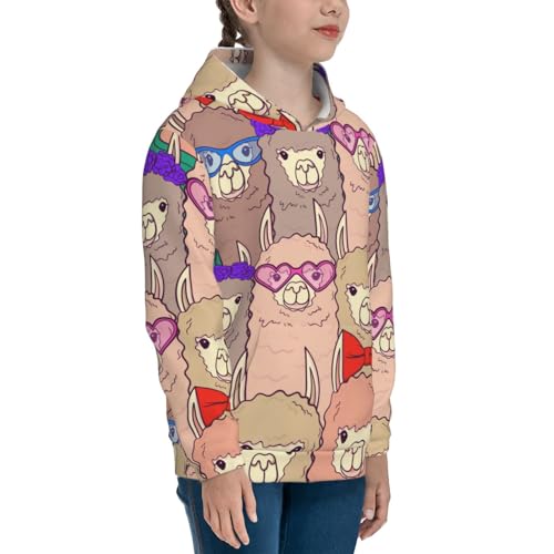 Cute Lamas Kids Pullover Hoodies Boys Sweatshirts Girls Athletic Clothes with Pocket3
