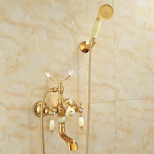 Tête de douche cascade et mélangeur or pour baignoire moderne de salle de bain