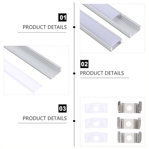 Kit 8 sets Canal LED con difusor de aluminio miniatura 4