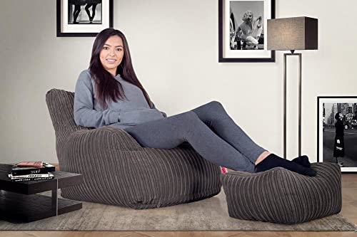 Lounge Pug, Sitzsack Ohrensessel, Cord Schiefergrau – Bild 6