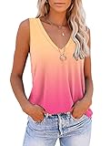 ETCYY NEW Womens V Neck Lace Tank Tops Tie Dye Sleeveless Basic Tops Shirt Cute Printed Loose Fit