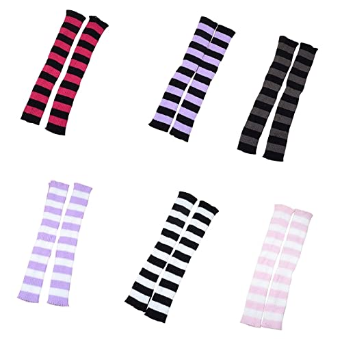 Cozy Women Scaldamuscoli a Righe Colorate in Maglia Calzini Alti al Ginocchio Lunghi Calze da Studente Slim per Donne Ragazze (Color : Black Grey, Size : One Size) (White Purple One Size)
