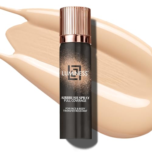 LUMINESS Spray Airbrush Foundation Makeup, Shade 010 - Light Fair, Full Coverage Foundation for Face, Neck & Body - Water-Based Concealer for Seamless Blending, Natural-Looking Finish, 2.36 fl oz