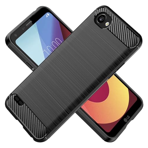 HTXWXJC Funda para LG Q6+, LG Q6, LG Q6 Plus, LG Q6 Alpha, LG-M700, funda delgada de fibra de carbono TPU, funda protectora antiarañazos y a prueba de golpes para LG Q6, color negro