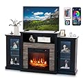 SIMOE TV Stand with Electric Fireplace for TV up to 65in, Fireplace with Mantel, Entertainment Center w/16 Color Lights, APP Control & 4 Light Modes, TV Console for Living Room, Remote Control, Timer