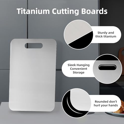 TZJOA Set de 3 Tablas de Cortar Rectangulares de Acero Inoxidable, Grado Alimenticio 304, Uso Doble, Antiodor, Fácil de Limpiar miniatura 4