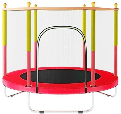 STEP OVER KIDSPLAY Premium Junior Trampoline with Safty net Enclosure (4.5Feet/55 Inch), Heavy Duty ★ SAFEST Kids Edition Trampoline★ (Red & Yellow 55 inch)