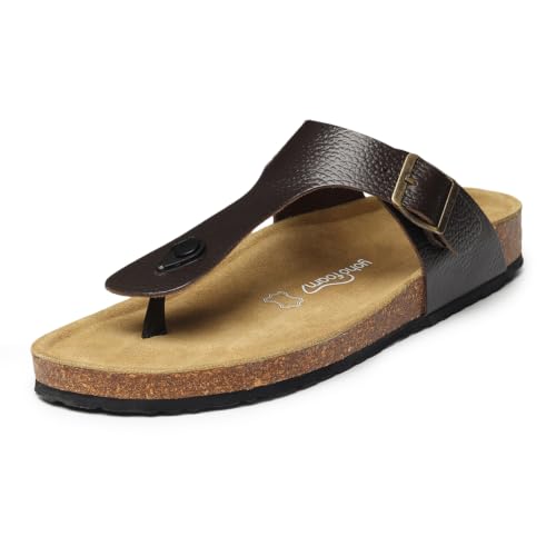 Image of YOHO Sandals for Men | Leather Thong Sandals with Cork Footbed for Daily Wear- SDL