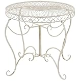 CLP Tavolo da Giardino Rotondo Stile Liberty Sheela, Tavolo in Ferro Verniciato a Polvere, Resistente alle intemperie per Giardino, Colore:Antico-Crema