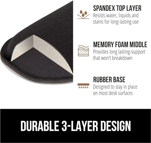 Image of Memory Foam Wrist Rest for Computer Keyboard, Mouse, Ergonomic Design for Typing Pain Relief, Desk Pads Support Hand and Arm, Mousepad Rests, Stain Resistant, 2 Piece Pad, Black