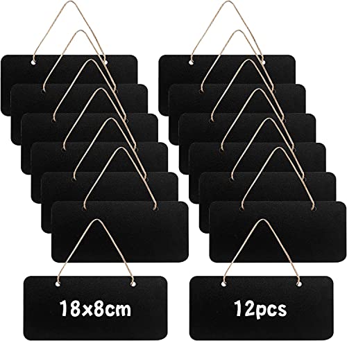 12 Rectangular Chalkboard Signs, Hanging Signs for Office, Welcome & Message Boards...