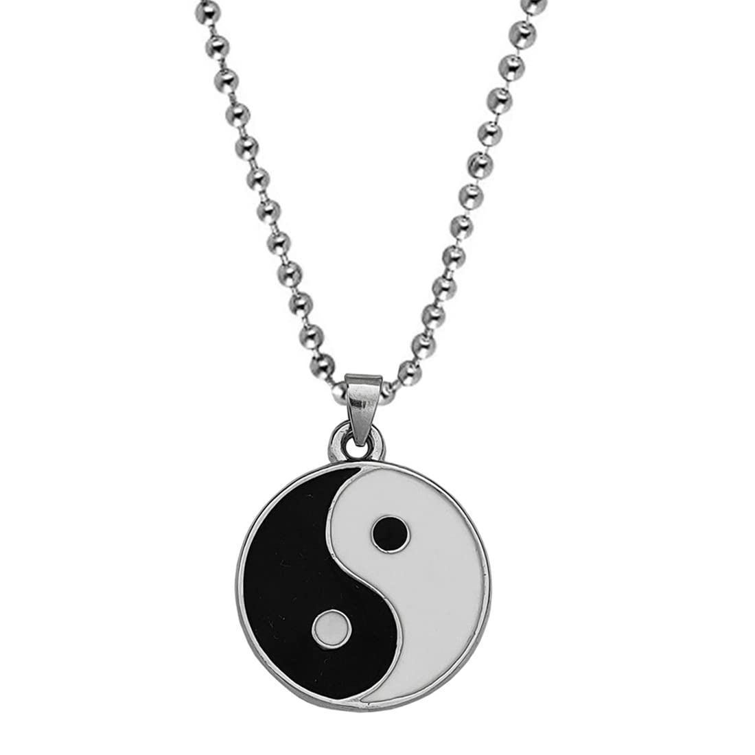 M Men Style Yin Yang Chinese Symbol Black Silver Round Shape Jewelery Silver Black Zinc Metal Pendant for Unisex