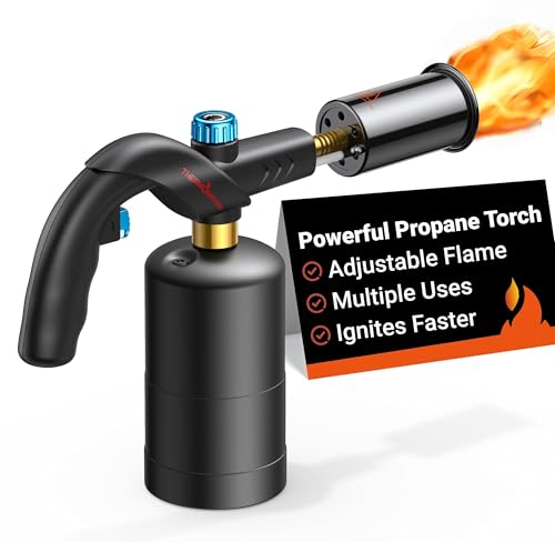 Image of ThermoMaven Heavy-Duty Propane Torch - Essential for Sous Vide, BBQ, and Kitchen Flambe - Reliable Flamethrower Lighter (Tank Not Included), Sky Blue