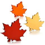 Whaline 3 Pieces Fall Wooden Table Centerpieces 3 Sizes Maple Leaves Wooden Sign Decoration Red...