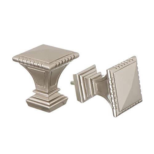 Ivilon Decorative Window Curtain Rod - Carved Square Finials, 1 1/8 in Rod, 72 to 144 in. Satin Nickel by Ivilon - Used condition - Image 2