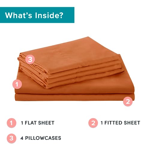 Comfort Spaces Microfiber 14" Deep Pocket, King Sheet Set 6 pcs, Orange - image 2