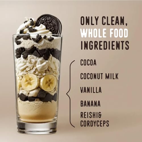 Image of FlavCity All in One Protein Shake Powder, Cookies and Cream - On the Go Meal Alternative + Collagen Peptides, Reishi & Cordyceps - Focus, Skin, Hair & Joint Support - 100% Grass Fed Whey, 20 Servings
