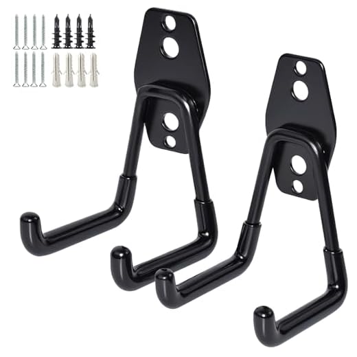 2 Pack Garage Storage Utility Hooks，Garage Garden Tool Organizer，Steel Wall Mount Hooks, Garden Small U Hooks (Black)