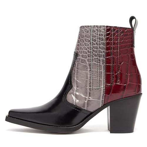 Womens Square Toe Ankle Boots Chunky Heel Chelsea Booties Comfortable Riding Boots Low-Heeled Dressy Fashion Slip-on Walking Boot Classic Winter Fall Short Boots4