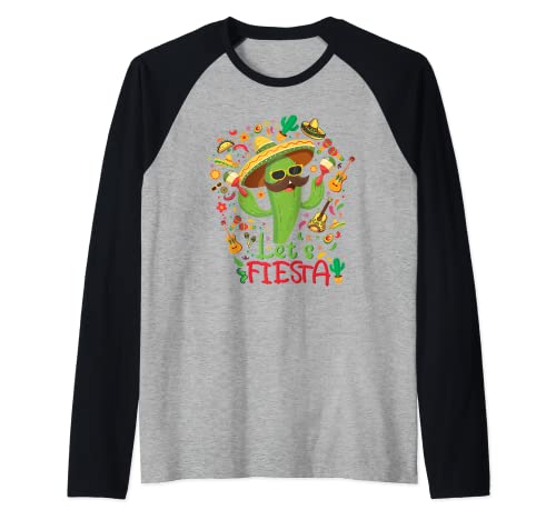 Let's Fiesta cactus Cool Mexican Party 5 de mayo regalos Camiseta Manga Raglan