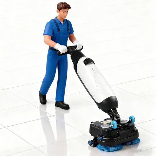 Máquina Fregadora y Lavadora de Pisos Comercial, Ancho de Limpieza de 43 Cm (17'), para la Limpieza de Grandes Superficies en Diversos Tipos de Pisos, Cobertura de 1200 M²/Hora Blanco-220V