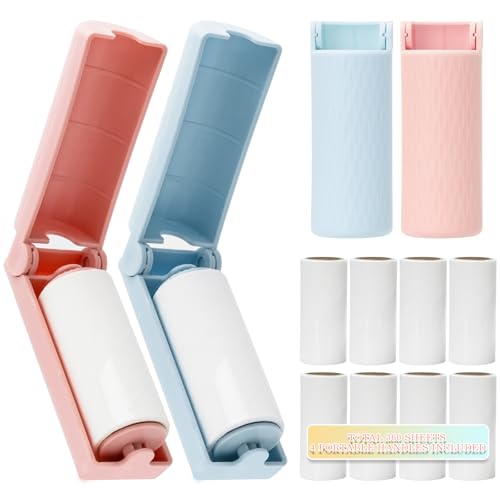 16 Pack Travel Lint Roller with 360 Sheets Mini Portable Lint Remover with 4 Handles & 12 Refills Reusable Pet Hair Remover for Clothes with Cover Easy to Clean for Luggage Use