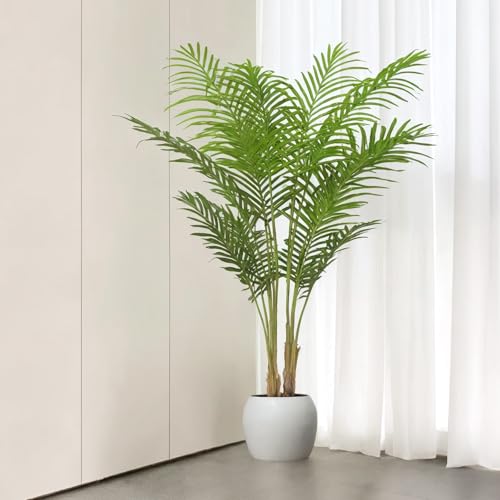 Artificial Palm Tree 4FT ?Large Faux Trees for Indoor,Fake Tropical Areca Floor Plant in Pot, for Modern Home Decor and Housewarming Gift