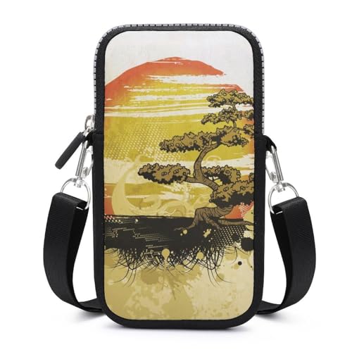 Sac Bandoulière Téléphone Femme Portefeuille Pochette Arbre Rétro