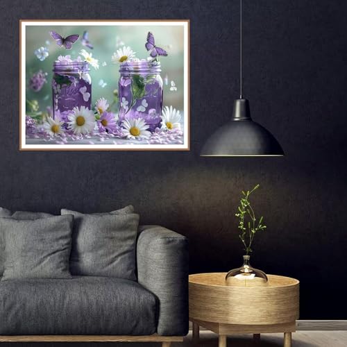Peinture Diamant 5D Violet Premium | Broderie Papillon d'Artisanat 80x120cm