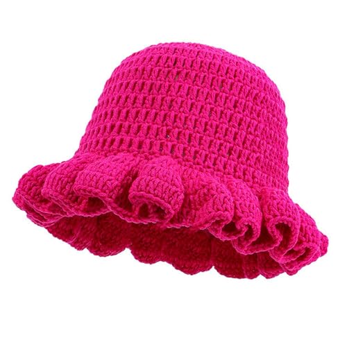 Ahouws Feminino Chapéu De Crochê Estilo Balde, Moderno, Malha, Co...