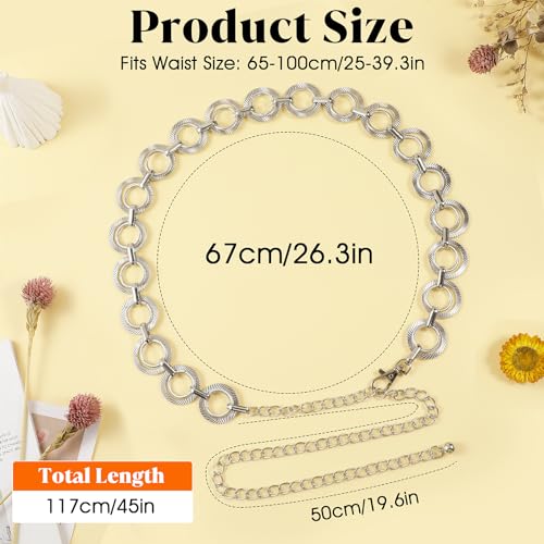 Women Waist Chain Belt, Metal Chain Belt Skinny Link Belt Fashion Double Layer Waist Chain Belt for Dress Jean2